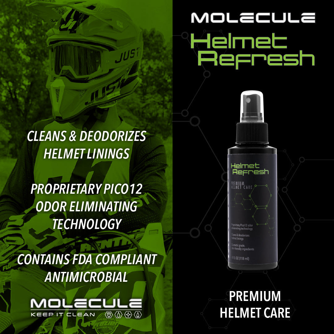 Molecule Matt Helmet Cleaner Polish Anti Fog Rain Repel Spray Refresh Deodoriser