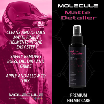 Molecule Matt Helmet Cleaner Polish Anti Fog Rain Repel Spray Refresh Deodoriser